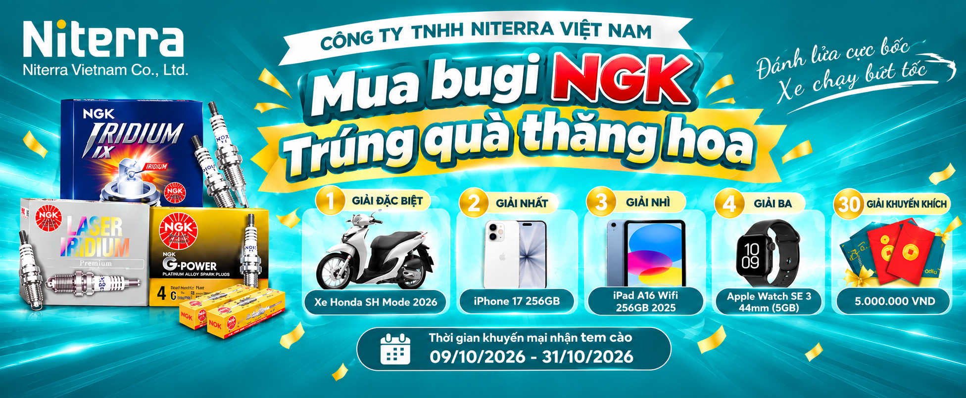 MUA BUGI NGK - TRÚNG QUÀ THĂNG HOA