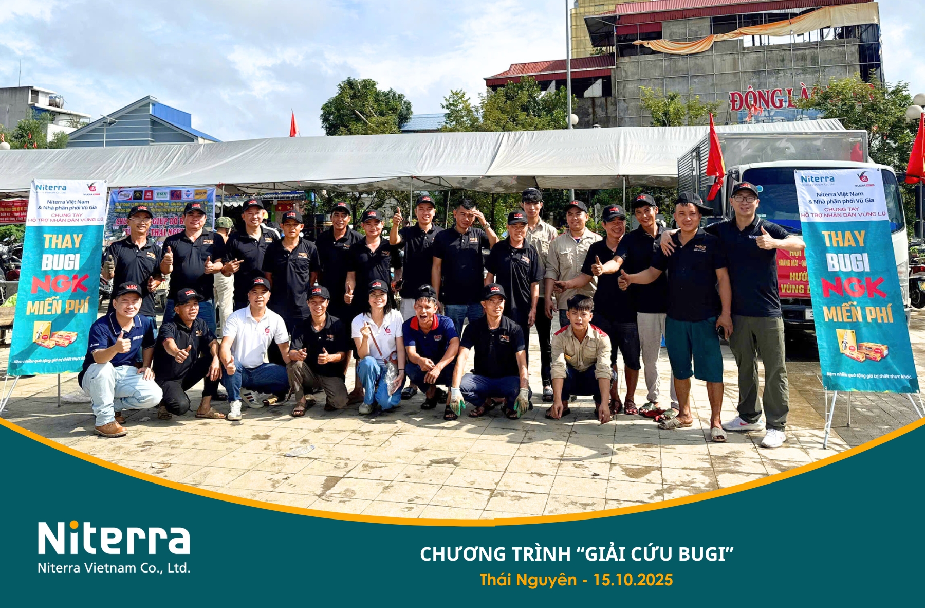 Niterra Việt Nam "giải cứu bugi" ngập nước sau bão số 11 tại Thái Nguyên