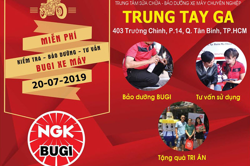 Bugi NGK tổ chức chương trình kiểm tra - bảo dưỡng - tư vấn về bugi xe máy TP.HCM